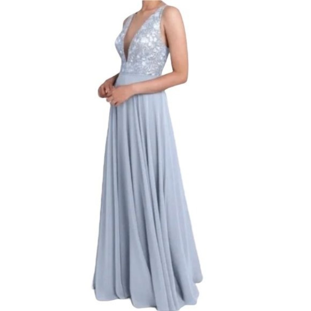 Bhldn Jenny Yoo Kinsley Dress In Whisper Blue Size 8 Nwot